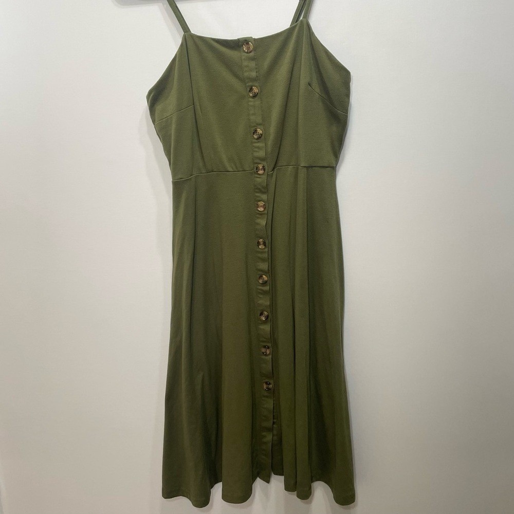 Berydress‎ Olive Green Button-Down Midi Dress